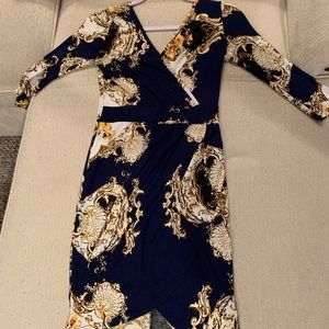 Versace looking like dress. Women blue and gold M